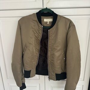 Rag & Bone Dark Green Bomber Jacket with Black Trim